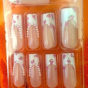 Fake nail Shabby chic pink 🌸 flowers